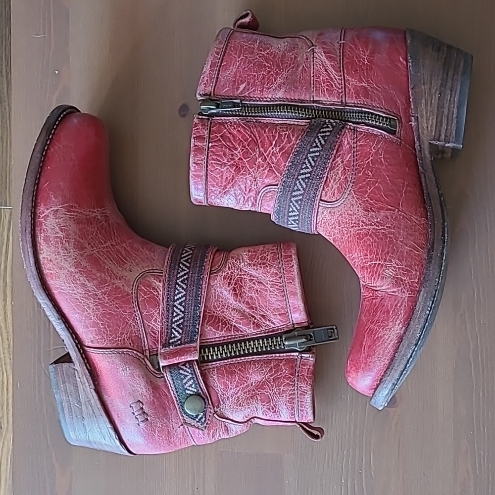 Bed Stu Red Western Style Cowboy Bootie Size 9.5